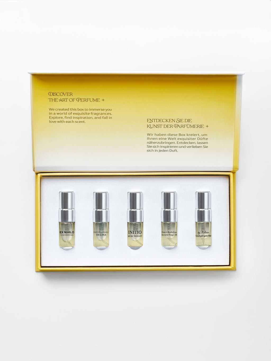 Legends for Her fragrance testers — close-up of 2 ml spray sample vials on white background